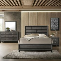 NEW Gray Panel Bedroom Set