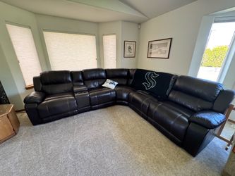 leather power-reclining home theater sectional sofa