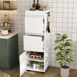 Kitchen pantry with top organizer, hanging bar and adjustable shelf, white. $60
