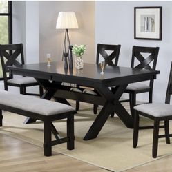 Dining Room Table With 18 Inch Leaf And Six Chairs