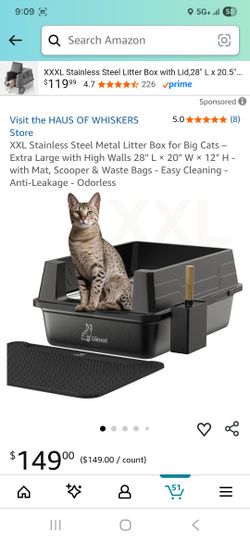 XXL Stainless Steel Metal Litter Box for Big Cats