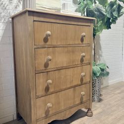 Vintage Solid Wood Small Tallboy Dresser 4 Drawer Chest of Drawer