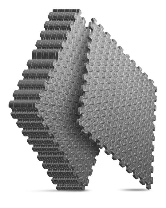 Foam Floor Tiles for Home Workout Equipment and Kids' Play Areas - Grey, 24 in x 24 in x ½ in - 12 Tiles (Grey, 12 Pack, 48 SQ FT)