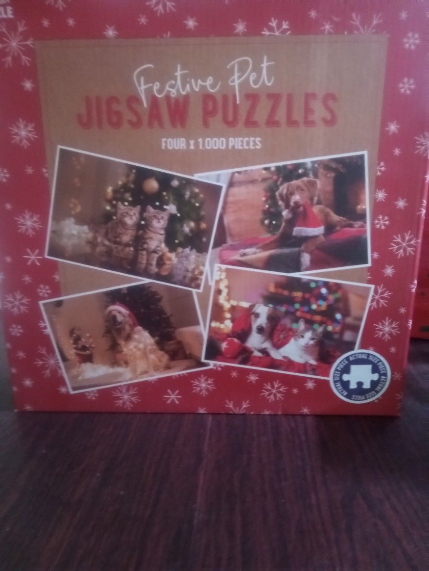 FESTIVE PET JIGSAW PUZZLES (4 X 1000 PIECE)