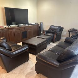 Black Leather Couch Set