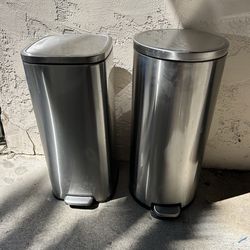 2 Stainless Steel Trashcans