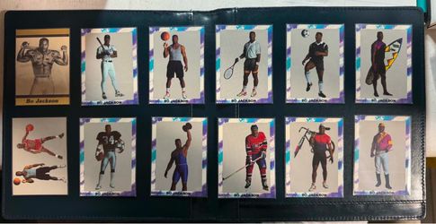 12-card set of the 1990 Bo Jackson "Bo Knows" multi-sport trading cards featuring various sporting depictions.