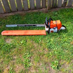 stihl chain saw with brand new 36" bar and brand new chain model MS-661C magnum has rap around handle used very little  runs great no trades cash only