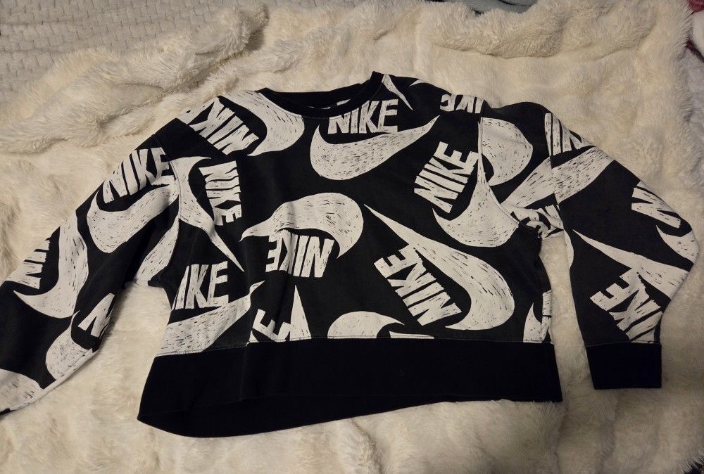 Nike Icon Clash Sweatshirt Womens 1X Pink Cropped Pullover Sweater Sportswear