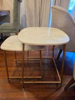Modern Gold Marble Nesting Side Tables - Set of 2