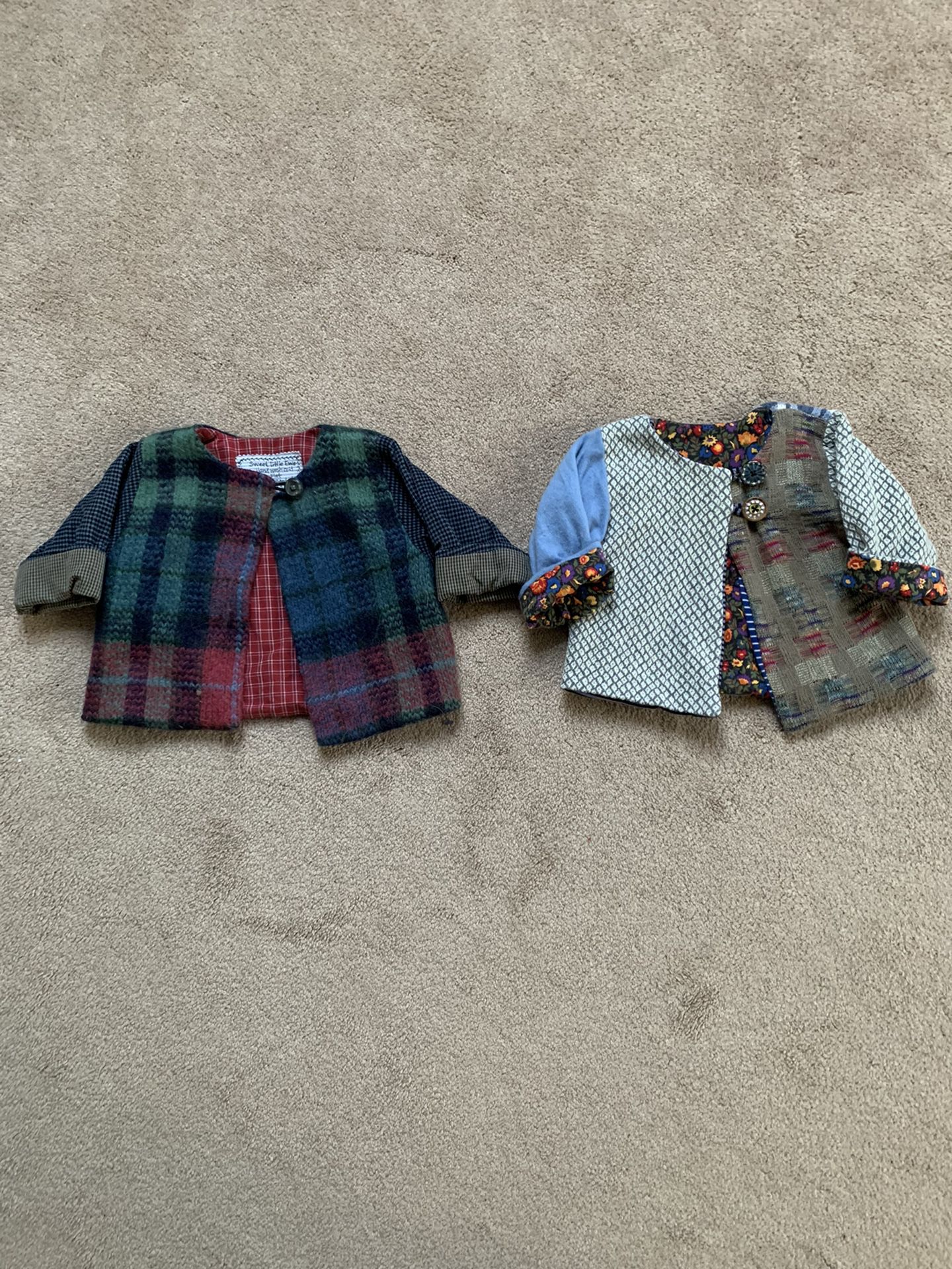 Lot of 2 Absolutely Beautiful Like New Handmade Kids Cardigans, Size 2T-3T! Awesomely Unique.