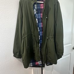 Green Women’s Wind Breaker Coat, 2X