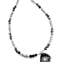 Snowflake Obsidian Pendant Necklace