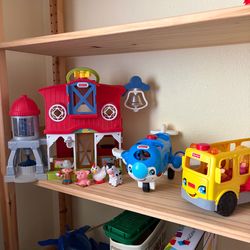 Fishers prices Little people farm, plane, and bus set