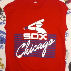 Vintage Vntg 1980s Chicago White Sox MLB Baseball Tank Top Cut Off Graphic Tee Shirt