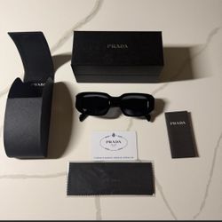 Prada Black Rectangle Sunglasses with Full Set