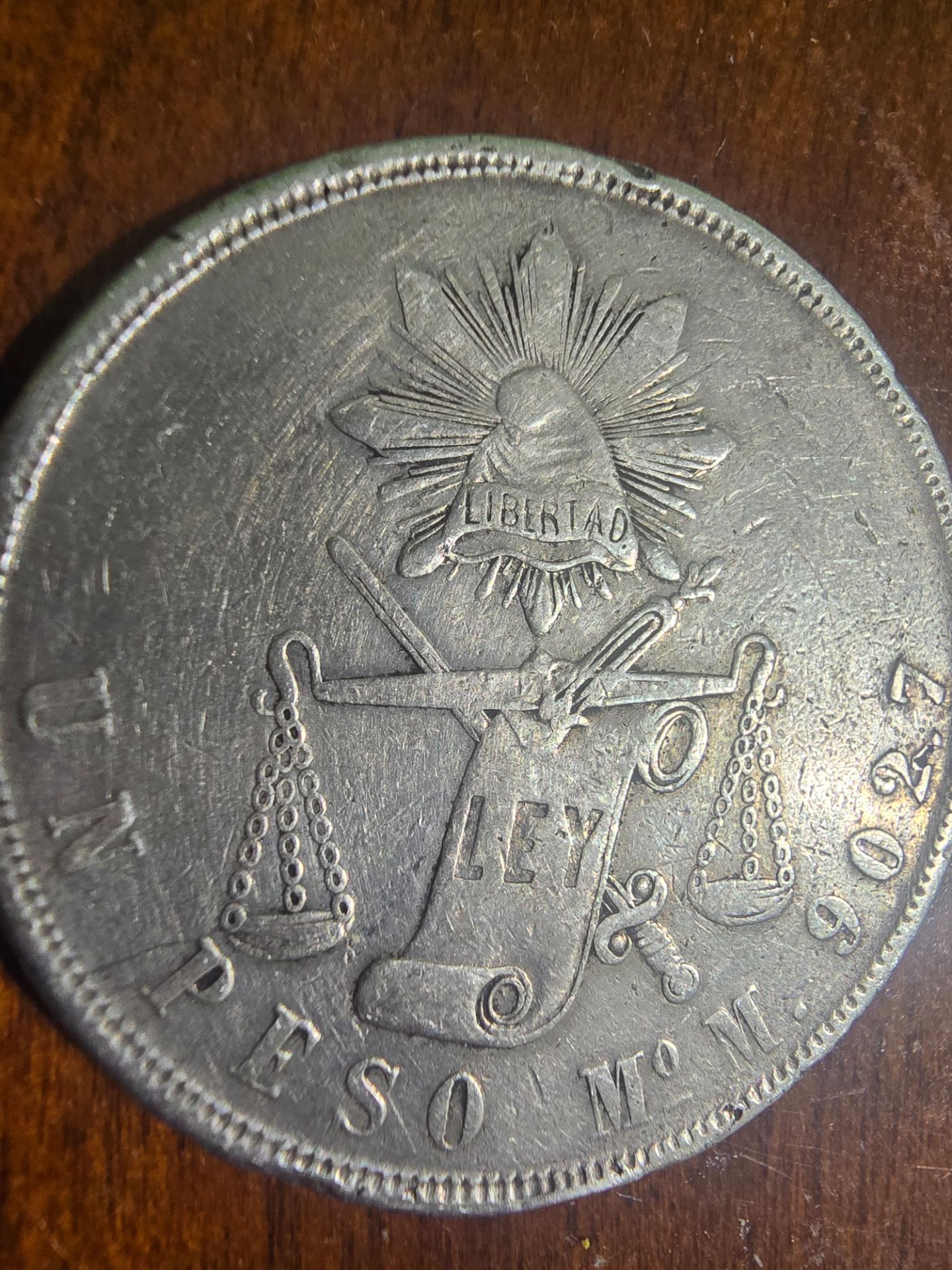 1872 Mexican Peso Mo (Silver)