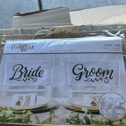 Bride & Groom chair Sashes (brand New Still In Package)