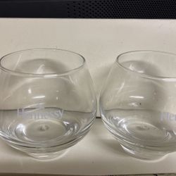 Vintage Hennessy Cognac Glasses Fliating bubble in the bottom .