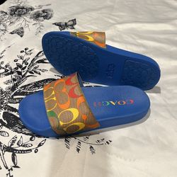 Brand New  Coach Udele Sport Slide In Rainbow Signature Canvas size 7 Women’s
