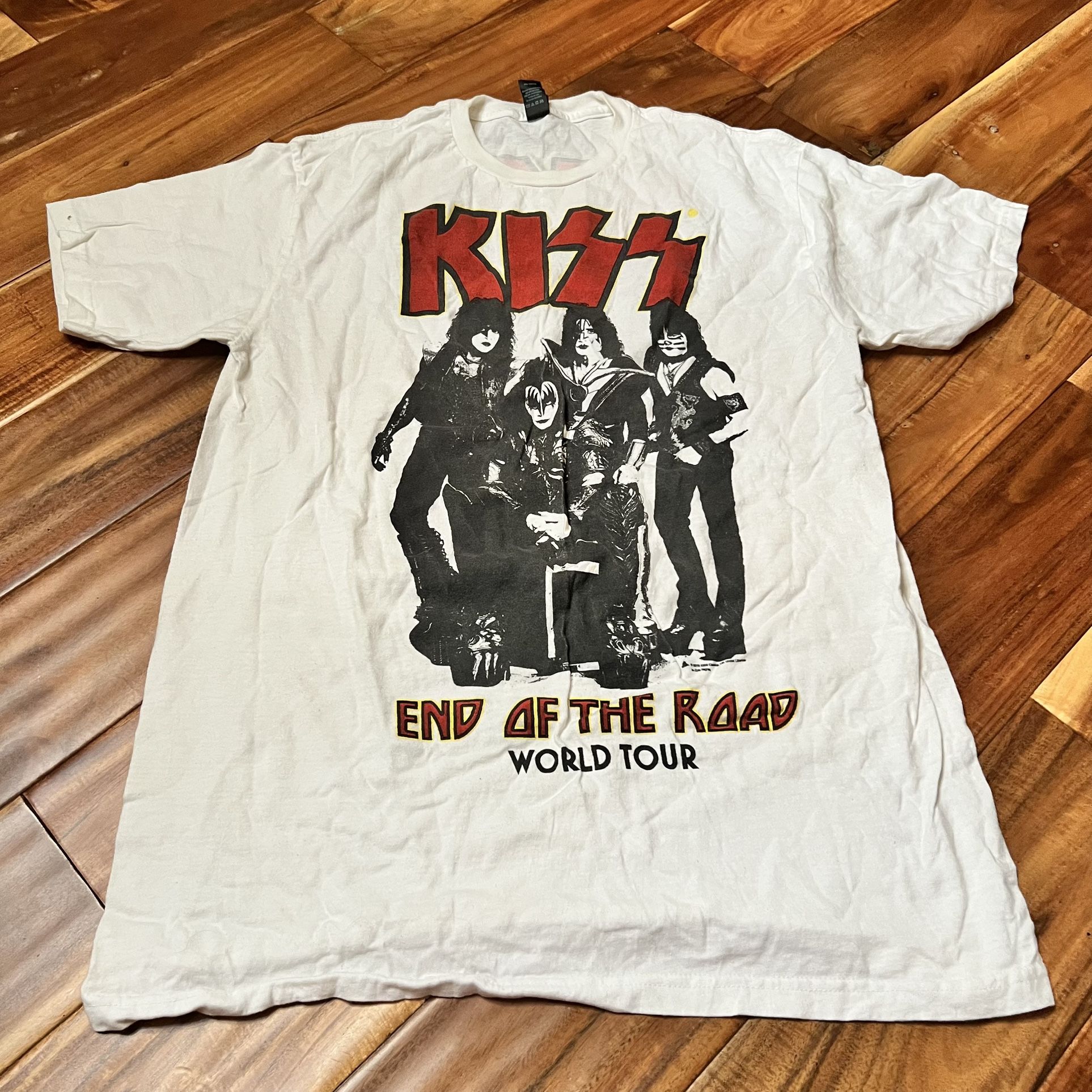 Men's Kiss Rock Band End of the World Tour T-Shirt 2019 Band Tee White Size med