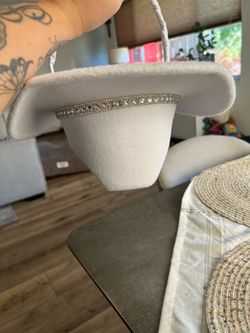 White Felt Cowboy Hat flower girl basket