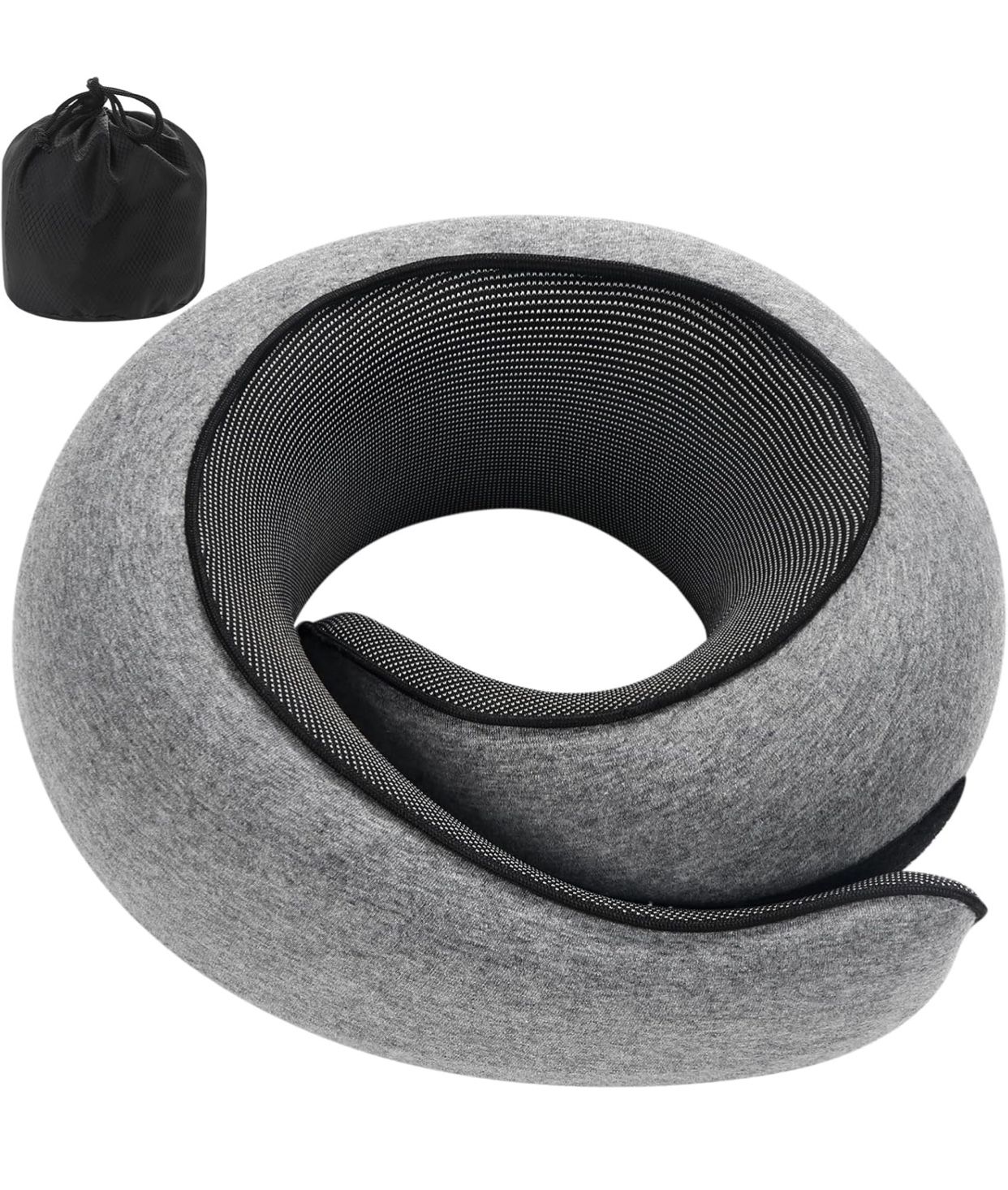 Travel Pillow, Pure Memory Foam Neck Pillow for Airplanes, Comfortable Breathable Cover, Stowable Pillows for Sleeping, Car, Airport Travel Essentials