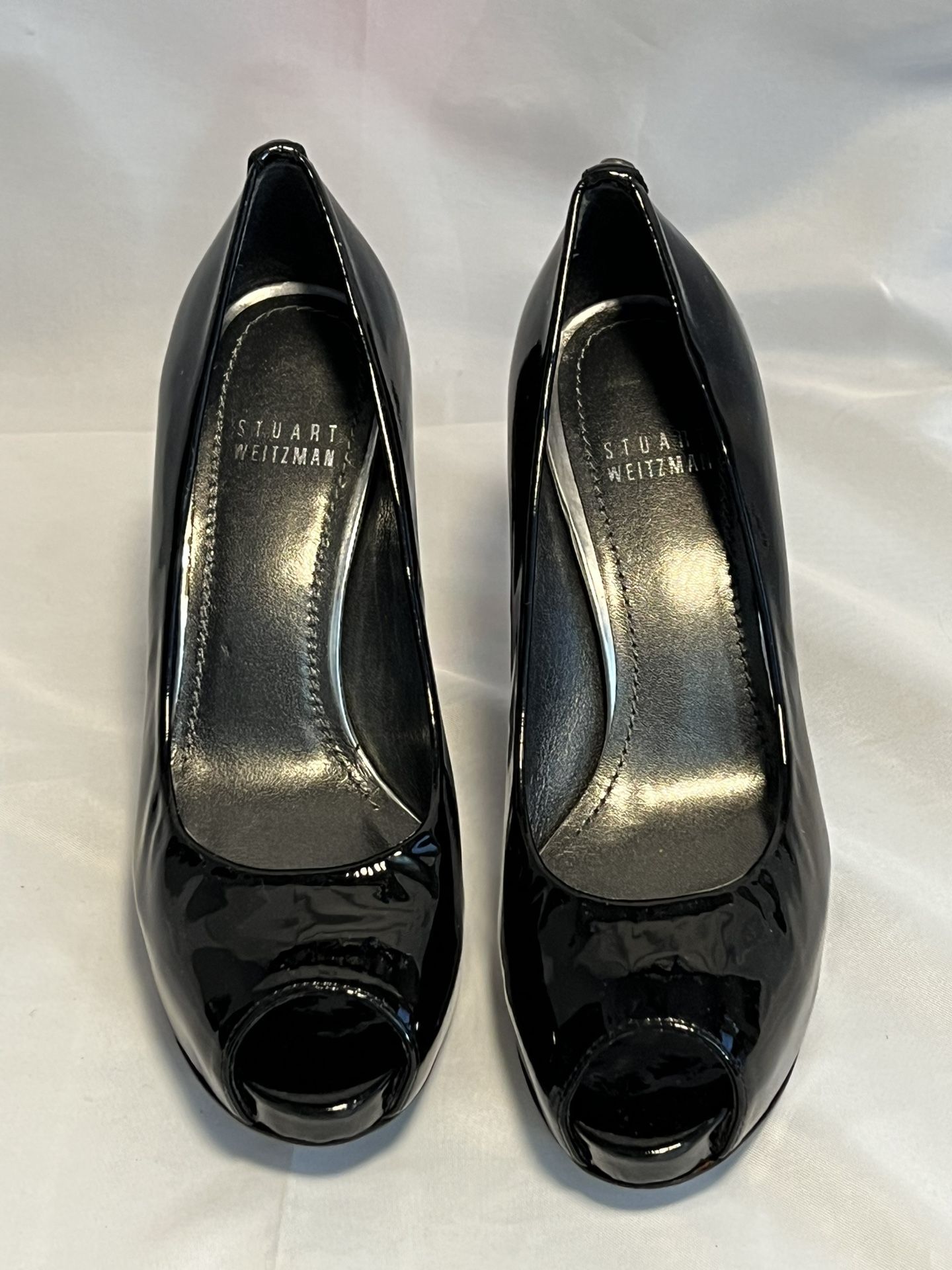 New Stuart Weitzman Patent Leather Peep Toe Pump