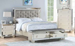 Photo BRAND NEW 4 PC QUEEN SIZE BEDROOM SET BED DRESSER MIRROR NIGHTSTAND NEW FURNITURE ADD MATTRESS AVAILABLE USA MEXICO FURNITURE