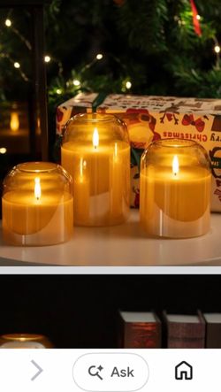 Glass Flameless Candles with Remote Battery Operated Flickering LED Pillar Candles Real Wax Wick Φ 3" H 4" 5" 6",