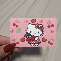 Hello kitty cherry bank card sticker with chip cut out