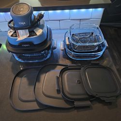 Ninja Crispi 5-in-1 Portable Glass Air Fryer 1500W 6-Cup, 4-Qt & 2.5-Qt W/Lids