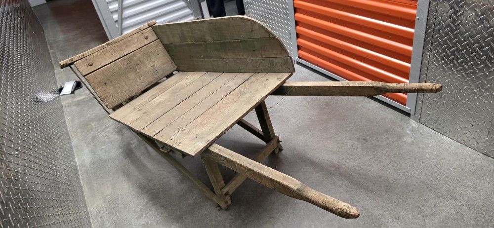 Vintage Wooden Wheelbarrow 