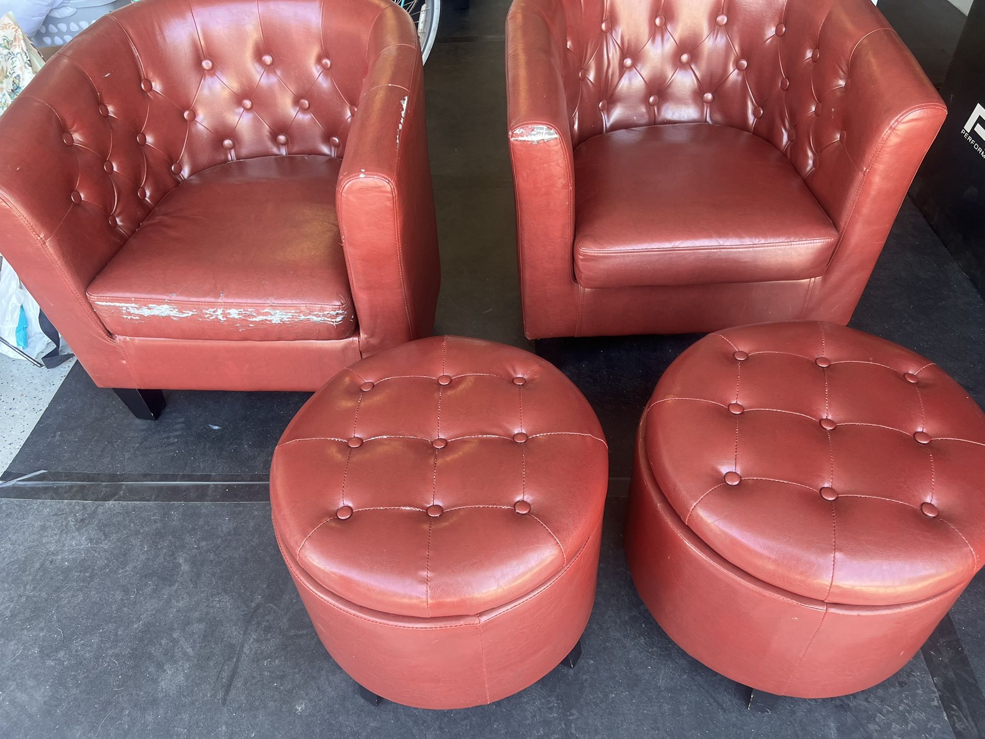 Red Jofran Furniture Gianni Club Chair With Ottomans