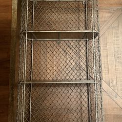 Crate And Barrel Industrial Metal & Wood Mesh Shelf Unit