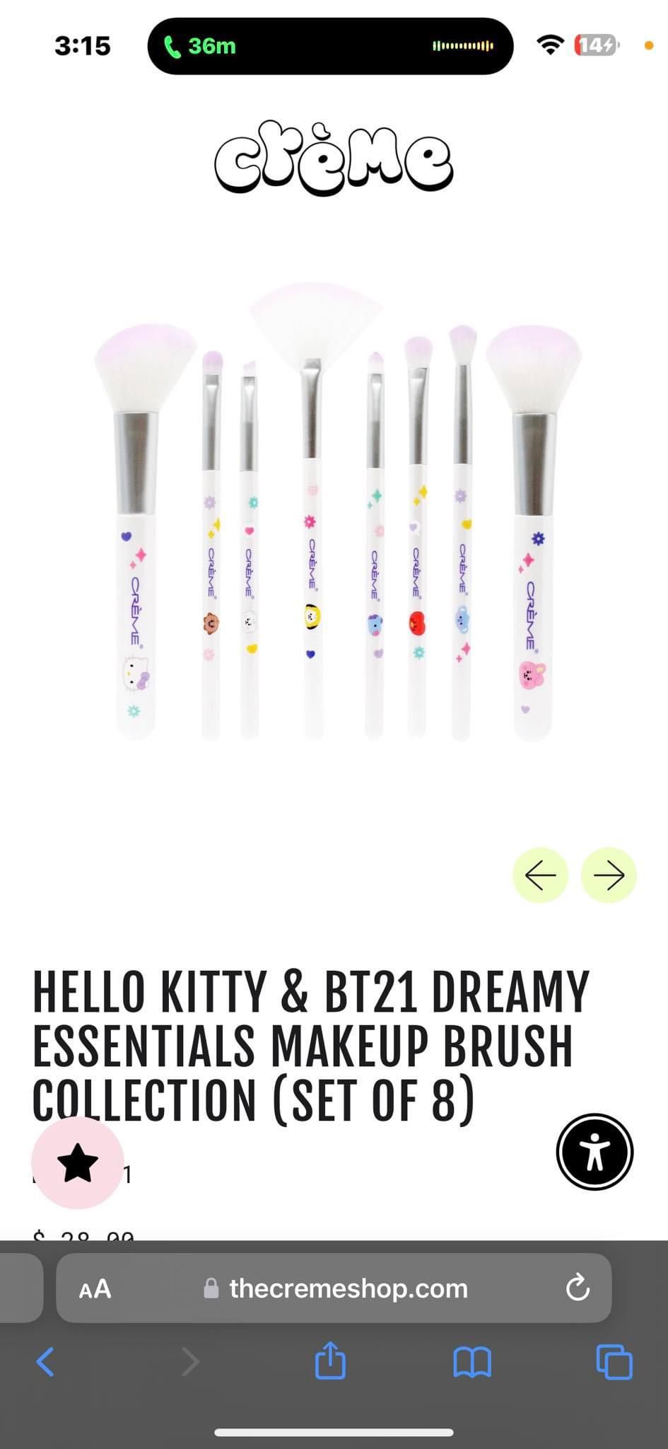 Creme Hello Kitty 8 PCs Brush Set 