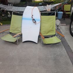 Too Low Beach Retaining Chairs Great Shape 20 A Piece Or Both For $35 The Boogie Board Mark 10 $50 Take Everything For 80 Mori