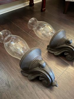 Pair of Wall Sconces with Glass Shades