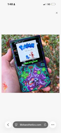 Backlit gameboy Color Gengar edition w/ Pokemon yellow