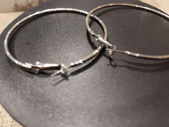 Silver Hoop Earrings Pair