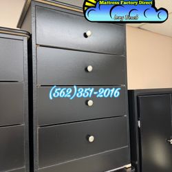 Four Drawer Dresser Nightstand Black 