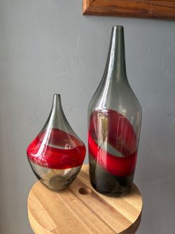 Glass Vases - Gray and Red