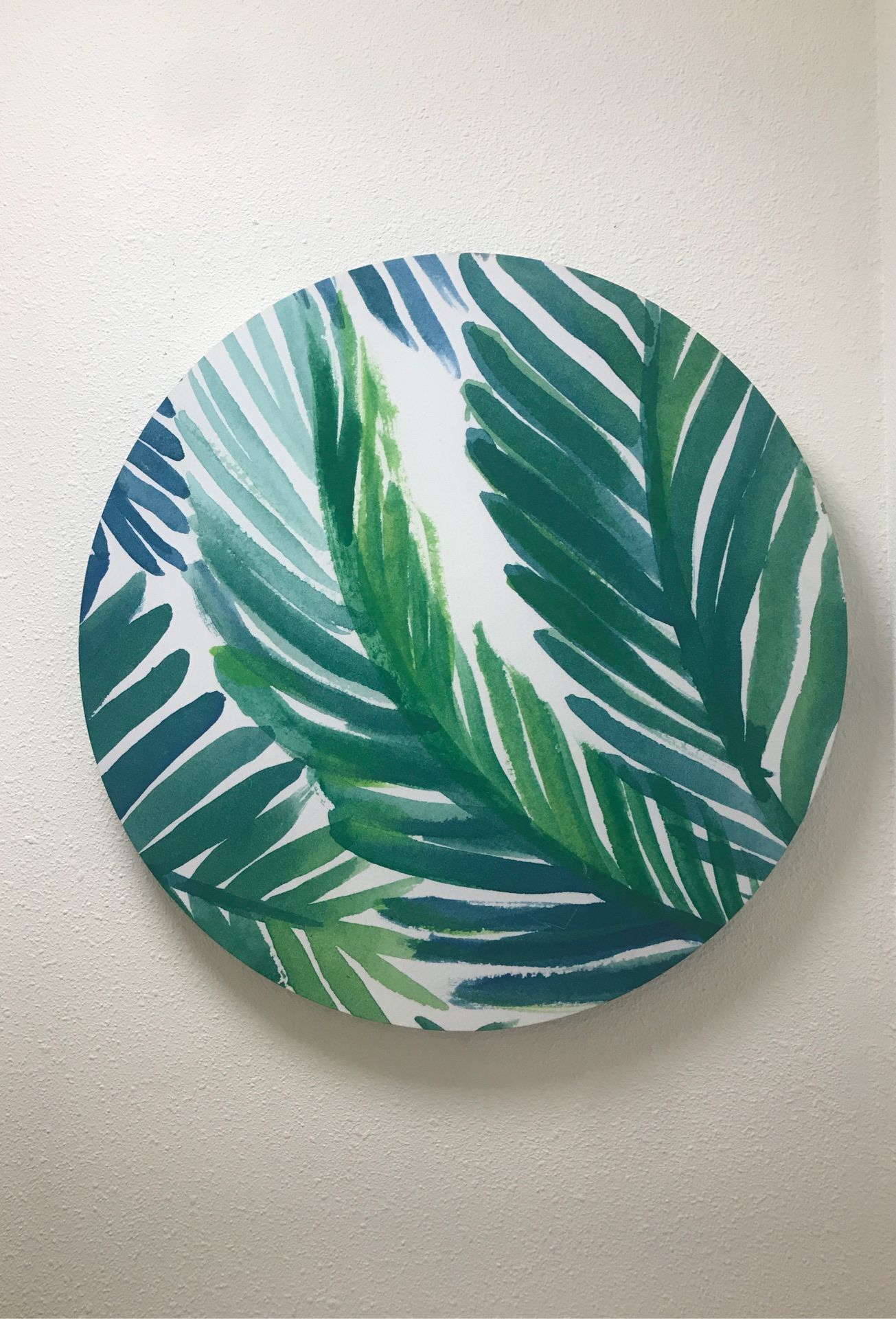 Round canvas leaves picture- room decor