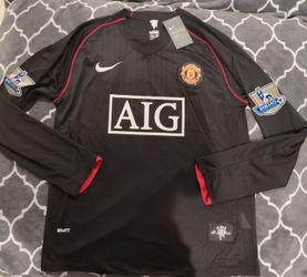 Manchester United 2007/2008 Cristiano Ronaldo Black Long Sleeve Soccer Jersey