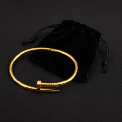 Gold stainless steel nail cuff bracelet