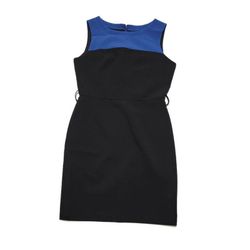 Banana Republic Sheath Career Work Dress Womens 4P Black & Blue Knee Length, 