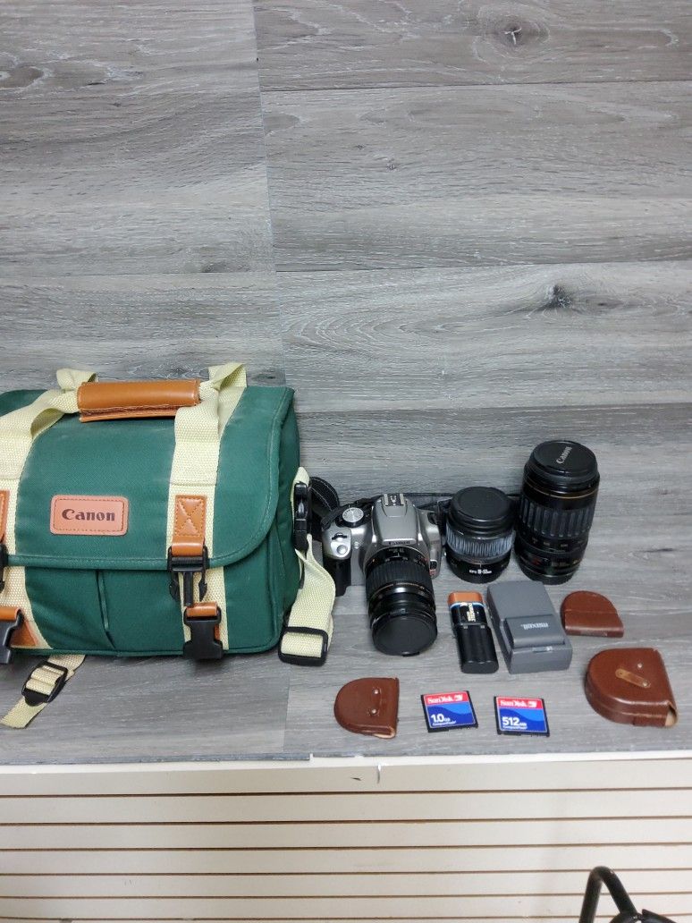 Bundle Canon Eos Rebel Xt Digital Camera With 3 Lens Case Charger