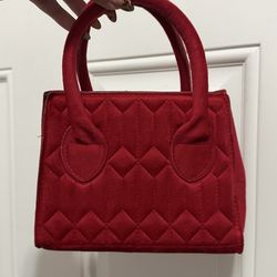 Red velvet mini handbag