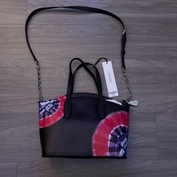 Authentic Calvin Klein Black and Red Tie-Dye Leather Crossbody Bag