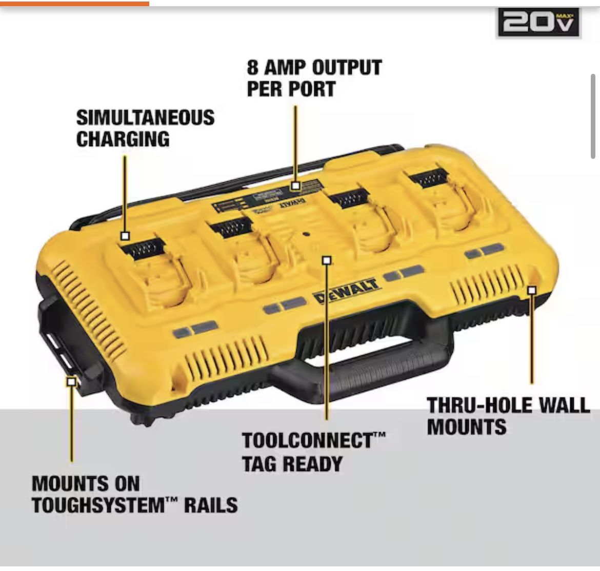 Best Seller🔥 DEWALT 12V/20V/60V MAX 4-Port Lithium-Ion Battery Charger